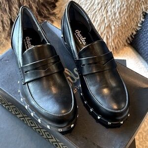 NWT Charles by Charles David BLACK Dressy slip-on Loafers studded 6.5